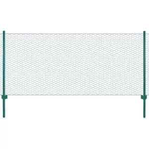 Image of Vidaxl Wire Mesh Fence With Posts Steel 25X0.5 M Green