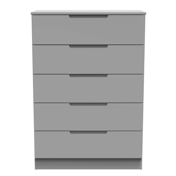 Image of Welcome Furniture Ready Assembled Milan 5 Drawer Chest In Dusk Grey MIL012DGDG