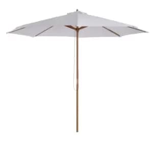 Image of Outsunny (3M) Fir Wooden Garden Parasol Sun Shade Outdoor Umbrella Canopy Cream