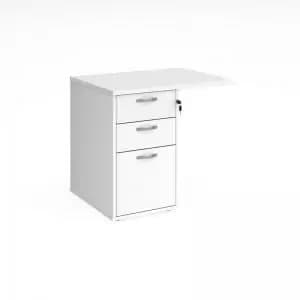 Image of Desk high 3 drawer pedestal 600mm deep with 800mm flyover top - white