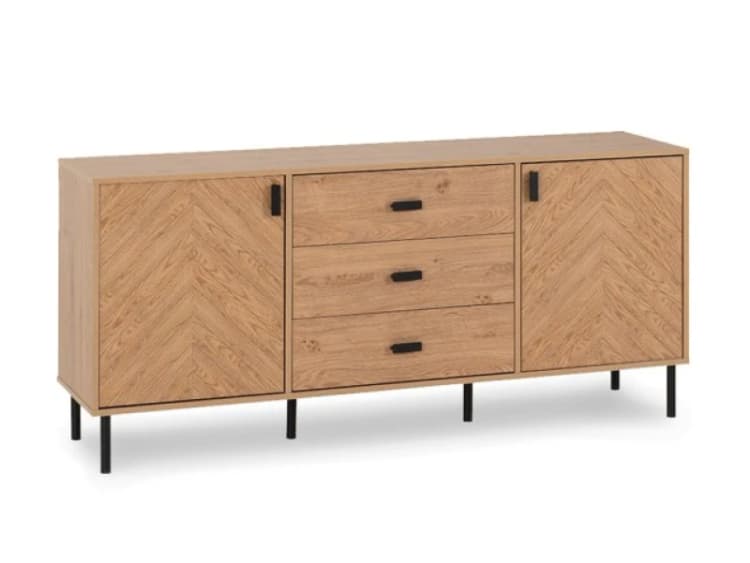 Image of Seconique Leon Oak 2 Door 3 Drawer Sideboard