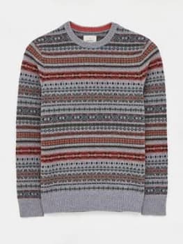 Image of White Stuff Byron Pattern Crew - Grey, Size XS, Men