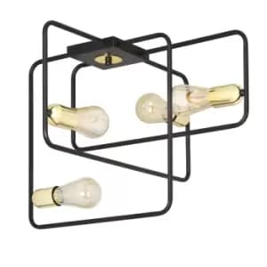 Image of Emibig Savo Black Semi Flush Light 4x E27