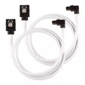 Image of Corsair 60cm White Premium Braided Sleeved 90° SATA Data Cable
