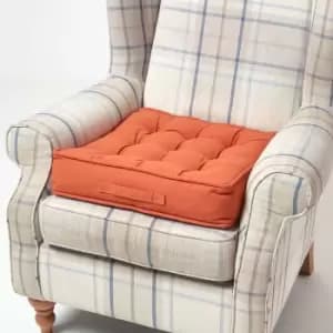 Image of HOMESCAPES Terracotta Cotton Armchair Booster Cushion - Orange