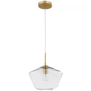 Image of Netlighting Merano Denton Dome Pendant Ceiling Light Clear Glass Gold Metal Led