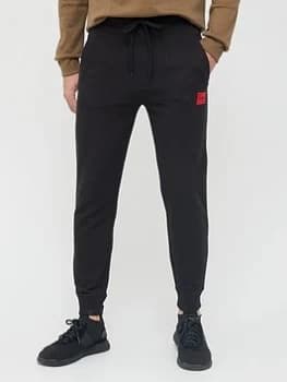 Image of HUGO Doak 212 Red Patch Logo Joggers - Black Size XL Men