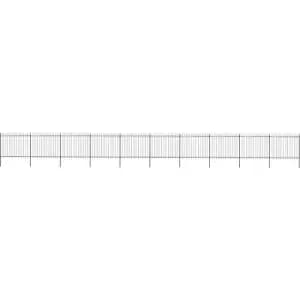 Image of Garden Fence with Spear Top Steel 17x1.5 m Black Vidaxl Black