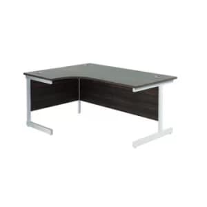 Image of Jemini Radial Left Hand Cantilever Desk 1600x1200x730mm Dark Walnut/White KF801896