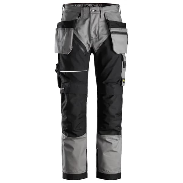 Image of Snickers 6214 Mens Ruff Work Canvas Trousers Holster Pockets 62141804056 Colour: Grey / Black