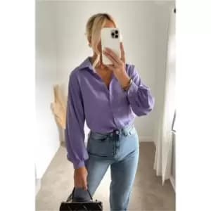 Image of I Saw It First Lilac Woven Balloon Sleeve Shirt - Purple