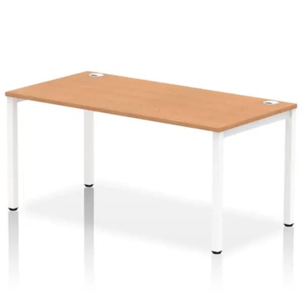 Image of Impulse Bench Single Row 1600 White Frame Office Bench Desk Oak
