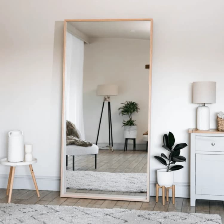 Image of Jobu Home Hanaka - Full Length Natural Oak Rectangle Mirror - 200cm x 100cm