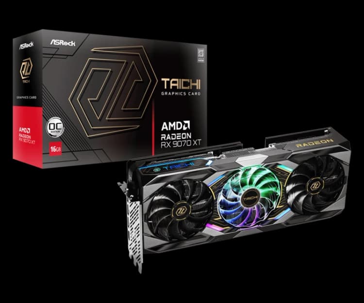 Image of ASRock AMD Radeon RX 9070 XT Taichi OC 16GB GDDR6 Graphics Card - 90-GA5HZZ-00UANF