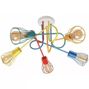 Image of Helam Oxford Multi Arm Semi Flush Ceiling Light Multi-Coloured 64cm