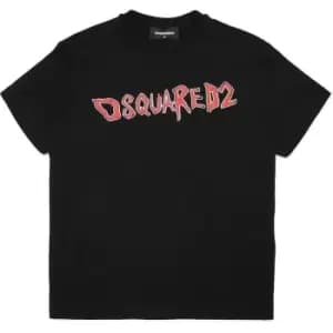 Image of DSQUARED2 Boy'S Graffiti Logo T Shirt - Black