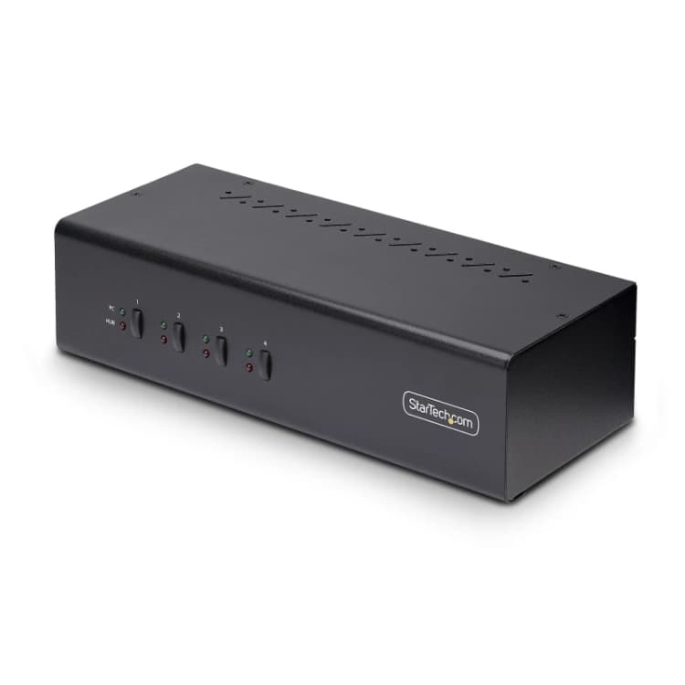 Image of StarTech.com StarTech.com 4-Port Dual-Monitor DisplayPort KVM Switch, 4K 60Hz, 2x USB 5Gbps Hub Ports, 2x USB 2.0 HID Ports, Hotkey and Push-Button Sw