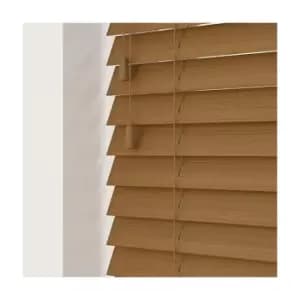 Image of 250cm Truffle Faux Wood Venetian Blind With Strings (50mm Slats) Blind With Strings (50mm Slats)