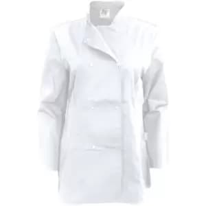 Image of Dennys Womens/Ladies Long Sleeve Fitted Chef Jacket (XL) (White) - White