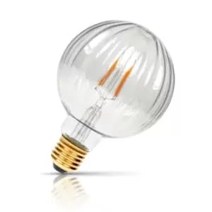 Image of Prolite LED Ribbed Globe 4W E27 Dimmable Funky Filaments Extra Warm White Clear