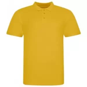 Image of Awdis Mens Piqu Cotton Short-Sleeved Polo Shirt (3XL) (Mustard Yellow)