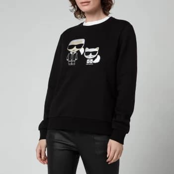 Image of KARL LAGERFELD Womens Organic Ikonik Karl & Choupette Sweatshirt - Black - L