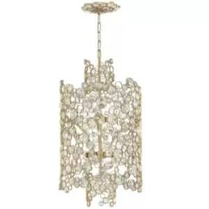 Image of 6 Bulb Pendant Light Connecting Circles Faceted Crystals Silver Leaf LED E14 60W