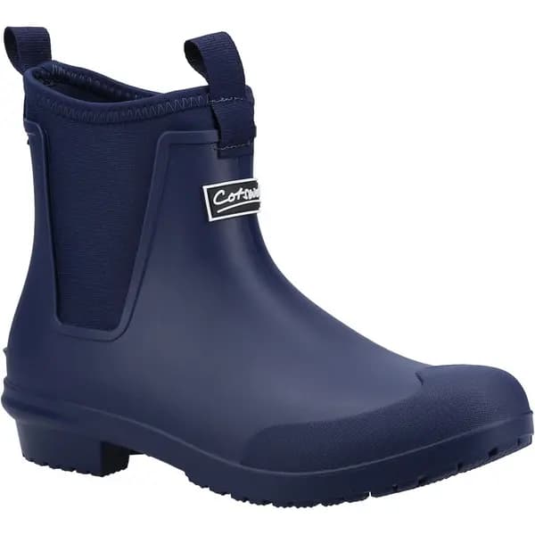 Image of Cotswold Womens Grosvenor Short Neoprene Wellies Chelsea Ankle Boots - UK 4 Blue female GDE2711NVY4