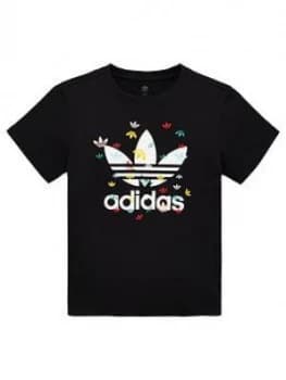 Image of adidas Originals Boys Trefoil T-Shirt - Black, Size 7-8 Years