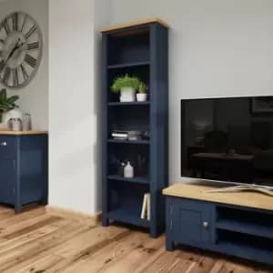 Image of Rye Two Tone Oak & Blue Large Bookcase