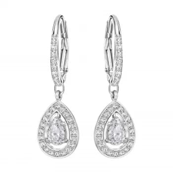 Image of Swarovski Attract White Rhoduim Pated |Pearl Pierced Jewellery