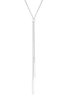Image of Silver Polished Sleek Lariat Necklace