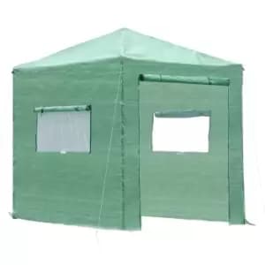 Image of Outsunny Portable Walk in Pop-up Greenhouse Outdoor for Plants Garden Foldable with Carrying Bag , PE Cover, Steel Frame, Green, 2.4L x 1.8W x 2.4H m