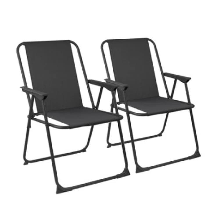 Image of Harbour Housewares Folding Metal Beach Chairs - Black - Pack Of 2