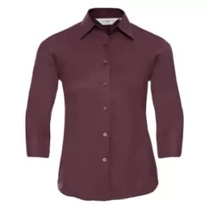 Image of Russell Collection Ladies/Womens 3/4 Sleeve Easy Care Fitted Shirt (L) (Port)
