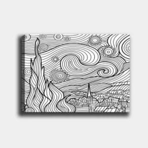 Image of MANDALA104 White Black Decorative Canvas Painting