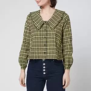 Image of Whistles Womens Collar Detail Check Top - Multi - UK 8