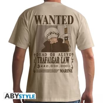Image of One Piece - Wanted Trafalgar Law Mens XX-Large T-Shirt - Beige
