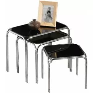 Image of Premier Housewares - Black Glass Nest of Tables - Set of 3