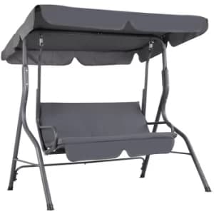 Image of Garden Swing Bench Canopy Outdoor Patio Hammock Rocker Porch Seat Deck Terrace Lounger Furniture Anthracite