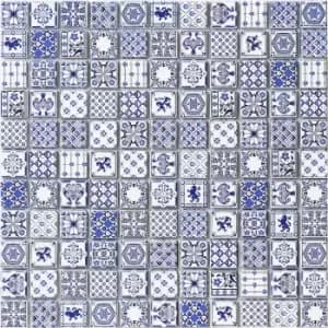 Image of House of Mosaics China Blue Self Adhesive 0.09m2 Mosaic Tile
