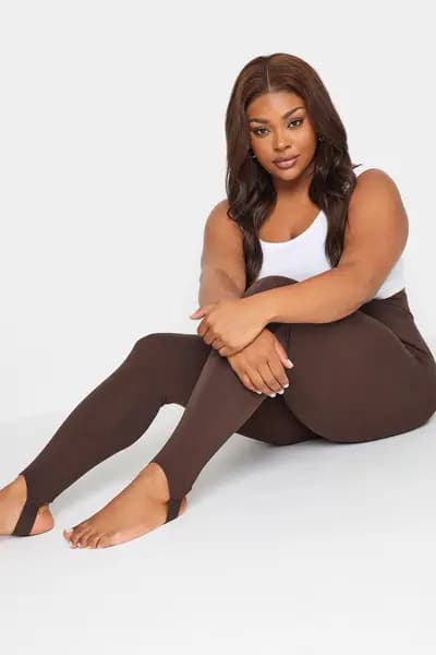 Image of Yours Stirrup Leggings Brown