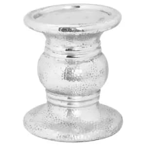 Image of Silver Punch Faced Ceramic Large Candle Holder
