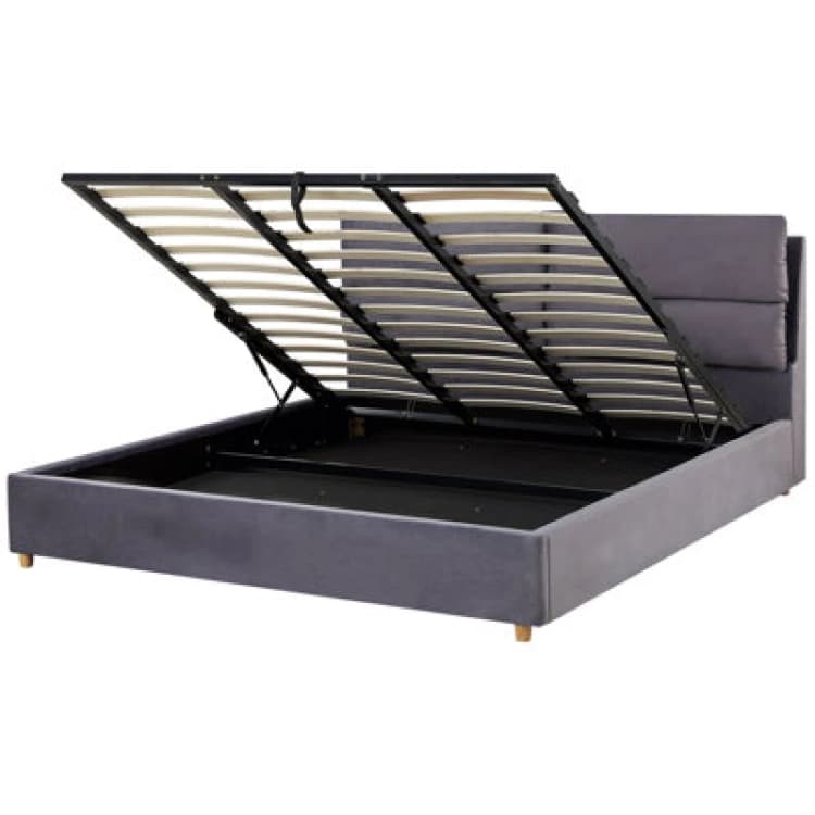 Image of Beliani Ottoman Bed Velvet Batilly 180 X 200 Cm (Eu Super King) Grey