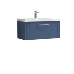 Image of Nuie Deco 800mm Wall Hung Single Drawer Vanity & Basin 3 - Satin Blue