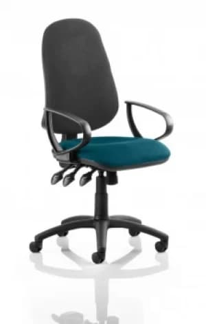 Image of Eclipse XL Lever Task Operator Chair Black Back Bespoke Seat With Loop Arms In Teal