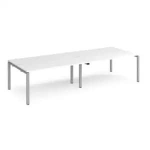 Image of Bench Desk 4 Person Rectangular Desks 3200mm White Tops With Silver Frames 1200mm Depth Adapt
