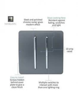 Image of Trendiswitch 2G 2W 10A Light Switch Warm Grey