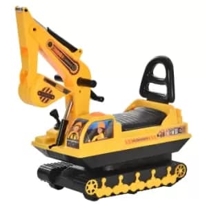 Image of HOMCOM Kids Ride On Digger Excavator Toy Tractors Walker Toddler Truck Basket Storage For Boys Girls 3 Years Old Yellow NO POWER