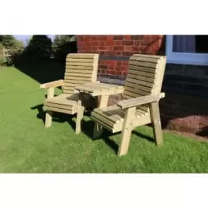 Image of Churnet Valley - Ergonomic Companion Set, wooden garden love seat - Angled